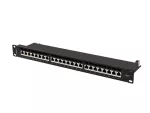 PATCH PANEL 24 PORT 1U 19" KAT.7 FTP Z ORGANIZEREM KABLOWYM EKRANOWANY CZARNY LANBERG
