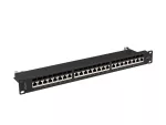 PATCH PANEL 24 PORT 1U 19" KAT.7 FTP Z ORGANIZEREM KABLOWYM EKRANOWANY CZARNY LANBERG