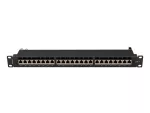 PATCH PANEL 24 PORT 1U 19" KAT.7 FTP Z ORGANIZEREM KABLOWYM EKRANOWANY CZARNY LANBERG