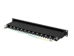 PATCH PANEL 24 PORT 1U 19" KAT.7 FTP Z ORGANIZEREM KABLOWYM EKRANOWANY CZARNY LANBERG