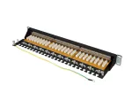 PATCH PANEL 24 PORT 1U 19" KAT.7 FTP Z ORGANIZEREM KABLOWYM EKRANOWANY CZARNY LANBERG