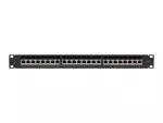 PATCH PANEL 24 PORT 1U 19" KAT.7 FTP Z ORGANIZEREM KABLOWYM EKRANOWANY CZARNY LANBERG