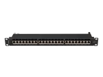 PATCH PANEL 24 PORT 1U 19" KAT.7 FTP Z ORGANIZEREM KABLOWYM EKRANOWANY CZARNY LANBERG