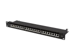 PATCH PANEL 24 PORT 1U 19" KAT.7 FTP Z ORGANIZEREM KABLOWYM EKRANOWANY CZARNY LANBERG