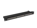 PATCH PANEL 24 PORT 1U 19" KAT.7 FTP Z ORGANIZEREM KABLOWYM EKRANOWANY CZARNY LANBERG