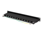 PATCH PANEL 24 PORT 1U 19" KAT.7 FTP Z ORGANIZEREM KABLOWYM EKRANOWANY CZARNY LANBERG