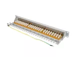 PATCH PANEL 24 PORT 1U 19" KAT.7 FTP Z ORGANIZEREM KABLOWYM EKRANOWANY SZARY LANBERG