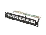 PATCH PANEL PUSTY 12 PORT 1U 10" FTP Z ORGANIZEREM DO MODUŁÓW KEYSTONE CZARNY LANBERG