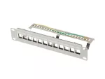 PATCH PANEL PUSTY 12 PORT 1U 10" FTP Z ORGANIZEREM DO MODUŁÓW KEYSTONE SZARY LANBERG