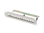 PATCH PANEL PUSTY 12 PORT 1U 10" FTP Z ORGANIZEREM DO MODUŁÓW KEYSTONE SZARY LANBERG