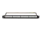 PATCH PANEL PUSTY 24 PORT 1U 19" FTP Z ORGANIZEREM DO MODUŁÓW KEYSTONE CZARNY LANBERG
