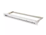PATCH PANEL PUSTY 24 PORT 1U 19" FTP Z ORGANIZEREM DO MODUŁÓW KEYSTONE SZARY LANBERG