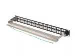 PATCH PANEL PUSTY 48 PORT 1U 19" FTP Z ORGANIZEREM DO MODUŁÓW KEYSTONE CZARNY LANBERG