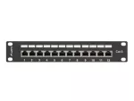 PATCH PANEL 12 PORT 1U 10" KAT.6 FTP Z ORGANIZEREM KABLOWYM EKRANOWANY CZARNY LANBERG