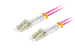 PATCHCORD ŚWIATŁOWODOWY MM LC/UPC-LC/UPC DUPLEX 3.0MM OM4 50/125 LSZH 15M FIOLETOWY LANBERG