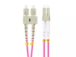 PATCHCORD ŚWIATŁOWODOWY MM LC/UPC-SC/UPC DUPLEX 3.0MM OM4 50/125 LSZH 0.5M FIOLETOWY LANBERG