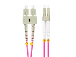 PATCHCORD ŚWIATŁOWODOWY MM LC/UPC-SC/UPC DUPLEX 3.0MM OM4 50/125 LSZH 0.5M FIOLETOWY LANBERG