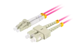 PATCHCORD ŚWIATŁOWODOWY MM LC/UPC-SC/UPC DUPLEX 3.0MM OM4 50/125 LSZH 0.5M FIOLETOWY LANBERG