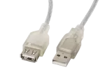 PRZEDŁUŻACZ USB-A M/F 2.0 5M PRZEZROCZYSTY FERRYT LANBERG