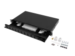 PRZEŁĄCZNICA ŚWIATŁOWODOWA LANBERG 12XSC DUPLEX / 12XLC QUAD RACK 19" 1U CZARNA + AKCESORIA