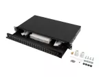 PRZEŁĄCZNICA ŚWIATŁOWODOWA LANBERG 24XSC DUPLEX / 24XLC QUAD RACK 19" 1U CZARNA + AKCESORIA