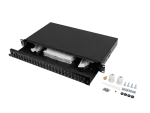 PRZEŁĄCZNICA ŚWIATŁOWODOWA LANBERG 24XSC DUPLEX / 24XLC QUAD RACK 19" 1U CZARNA + AKCESORIA