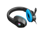SŁUCHAWKI NAUSZNE FURY PHANTOM Z MIKROFONEM PODŚWIETLENIE RGB CZARNO-NIEBIESKIE