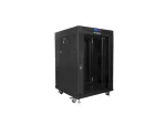 SZAFA INSTALACYJNA RACK STOJĄCA 19" 15U 600X600 CZARNA DRZWI SZKLANE LCD LANBERG (FLAT PACK) V2