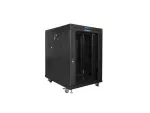SZAFA INSTALACYJNA RACK STOJĄCA 19" 15U 600X800 CZARNA DRZWI SZKLANE LCD LANBERG (FLAT PACK) V2