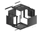 SZAFA INSTALACYJNA RACK WISZĄCA 19" 9U 600X600 CZARNA DRZWI METALOWE LANBERG (FLAT PACK)