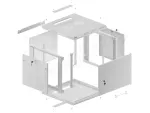 SZAFA INSTALACYJNA RACK WISZĄCA 19" 9U 600X600 SZARA DRZWI METALOWE LANBERG (FLAT PACK)