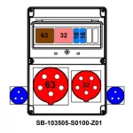 ROZDZIELNICA;C63-3P;C32-3P;2XB16-1P; 5X63A;5X32A;2X2P+PE;INA=63A;IP54