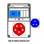 ROZDZIELNICA;C16-3P;B16-1P;5X16A;2P+PE;INA=32A;IP54