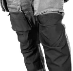 Spodnie robocze DENIM, wzmocnienia Cordura, odpinane kieszenie kaburowe, szare, rozmiar XS