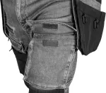 Spodnie robocze DENIM, wzmocnienia Cordura, odpinane kieszenie kaburowe, szare, rozmiar XS