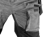 Spodnie robocze DENIM, wzmocnienia Cordura, odpinane kieszenie kaburowe, szare, rozmiar XS