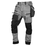 Spodnie robocze DENIM, wzmocnienia Cordura, odpinane kieszenie kaburowe, szare, rozmiar S