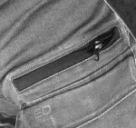 Spodnie robocze DENIM, wzmocnienia Cordura, odpinane kieszenie kaburowe, szare, rozmiar M