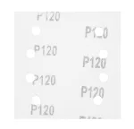 Papiery ścierne na rzep, kwadrat 113 x 113 mm, P120, 5 szt., z 8 otworami do 04-623
