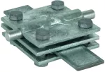 Zacisk krzyżowy do drutu o śr. 8-10 mm / płaskownika o szer. 30-40 mm lub dwóch płaskowników o szer. 30x40 mm, z przekładką, stal HDG KS 8.10 FL40 STTZN