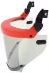Przyłbica ochronna odporna na działanie łuku elektrycznego, do kasku ochronnego, z klipsem i przezroczystą osłoną podbródka, klasa 2 / ATPV: 14"/cm², kolor jasnoszary APS T AS 14C SC