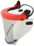Przyłbica ochronna odporna na działanie łuku elektrycznego, do kasku ochronnego, z paskiem i przezroczystą osłoną podbródka, klasa 2 / ATPV: 14"/cm², kolor jasnoszary APS T AS 14C FS