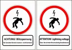 Tabliczka ostrzegawcza "ACHTUNG! Blitzspannung / ATTENTION! Lightning voltage" HWS 297X210 ABS DE EN AL