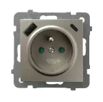 AS Gniazdo pojedyncze z uziemieniem z przesłonami torów prądowych, z ładowarką USB A+C - kolor satyna light