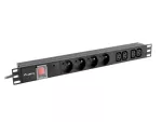 LISTWA ZASILAJĄCA RACK PDU 19" LANBERG 1U 16A 4X 230V PL 4X IEC C13 2M CZARN (USZKODZONE OPAKOWANIE)