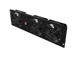 PANEL WENTYLACYJNY PIONOWY 19" 3U DO SZAF RACK TRZY WENTYLATORY 230V CZARNY LANBERG