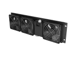 PANEL WENTYLACYJNY PIONOWY 19" 3U DO SZAF RACK TRZY WENTYLATORY 230V CZARNY LANBERG