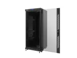 SZAFA INSTALACYJNA RACK STOJĄCA 19" 27U 600X600 CZARNA DRZWI SZKLANE LCD LANBERG (FLAT PACK)