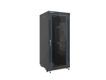 SZAFA INSTALACYJNA RACK STOJĄCA 19" 27U 600X600 CZARNA DRZWI SZKLANE LCD LANBERG (FLAT PACK)