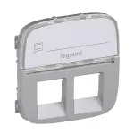 VALENA ALLURE - PLAKIETKA ALUMINIUM GNIAZDA PODWÓJNEGO 2XRJ45 KATEGORII 6 UTP, Legrand